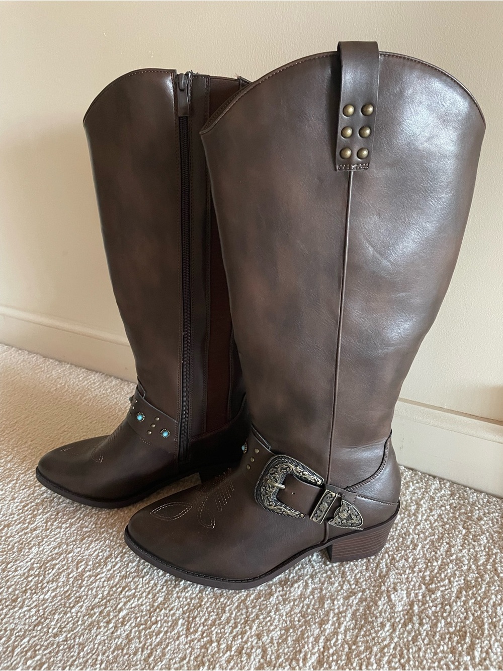 Women's Brown Cowgirl Boots - Size 10ww